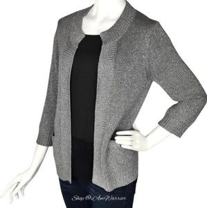 J Crew Gray Silver Metallic Cardigan